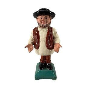 Bordallo Pinheiro Alcobaça Bobblehead Amish Man Figurine Nodder In Motion Antiq